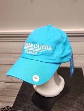 NWT Fahrenheit Turquoise "Turks & Caicos Islands" Embroidered Baseball Cap OSFM